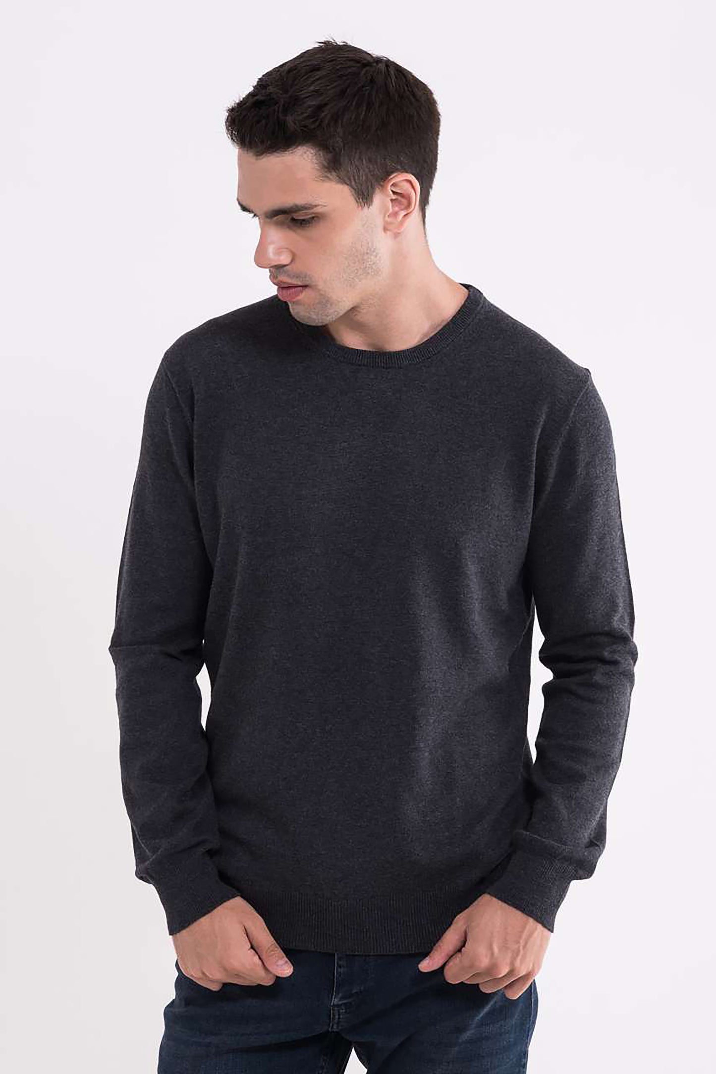 Pulover Clasic decolteu rotund Gri 300