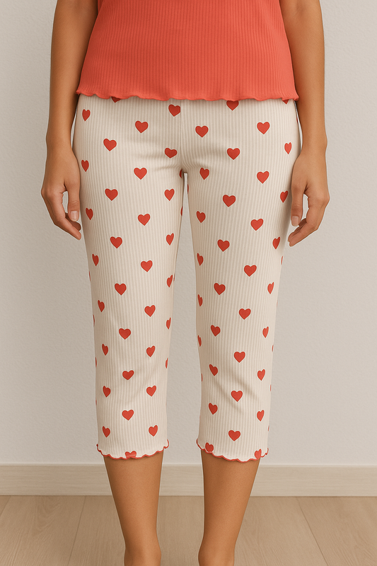 Pijama dame cu imprimeu cu inimi