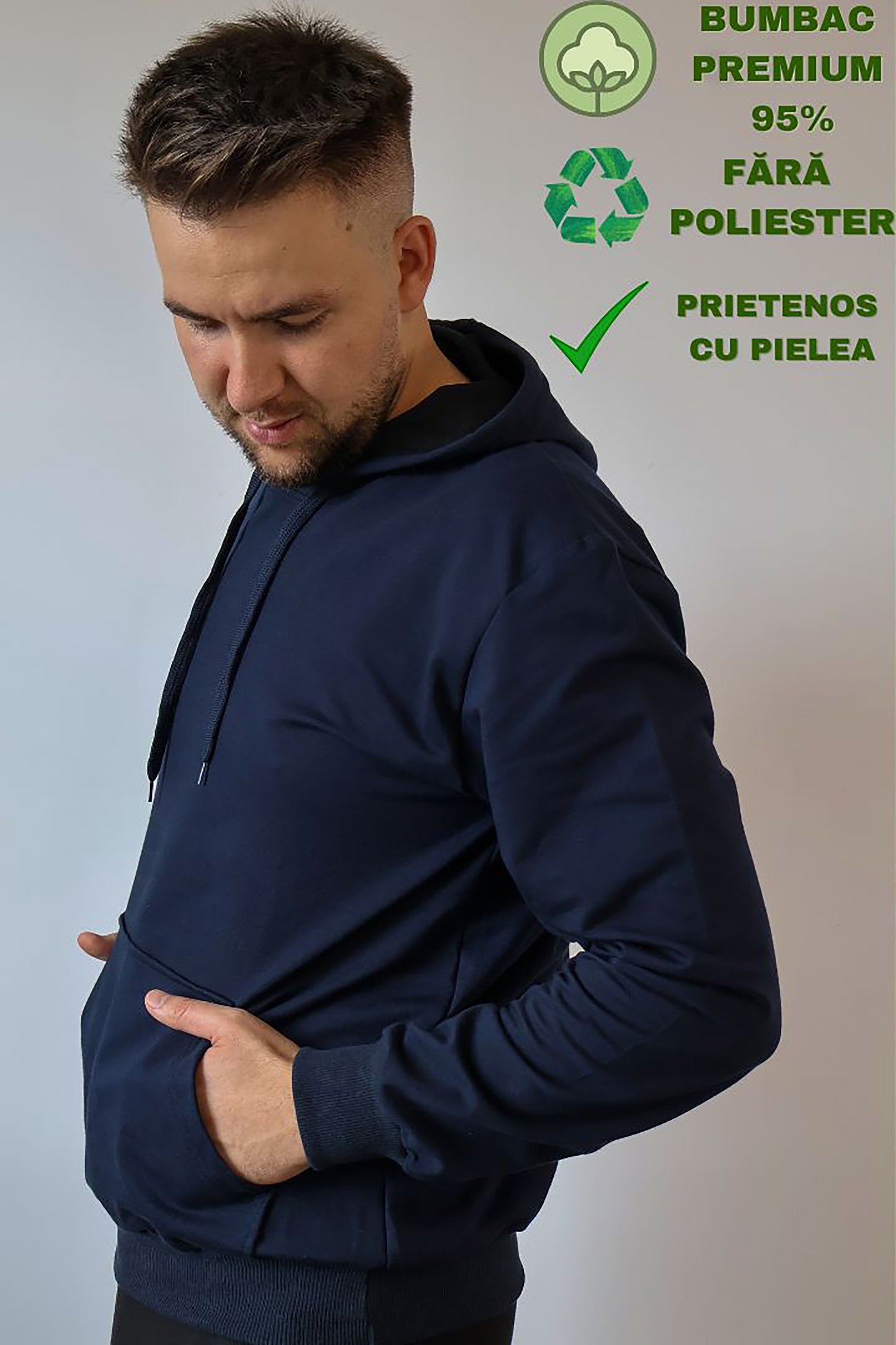 Hanorac Monocrom Unisex Bleumarin